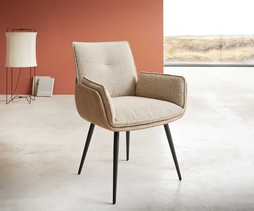 Jídelní židle Nela-Flex béžová zaoblená podnož černá 180°