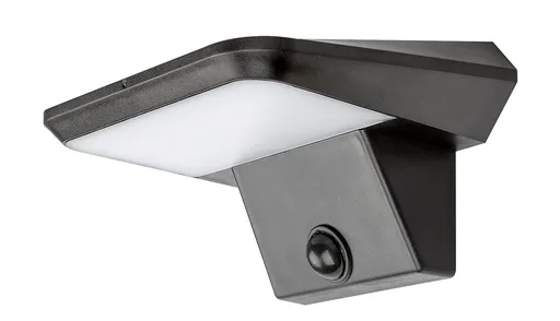 Rabalux Černé fasádní solární LED svítidlo s pohybovým čidlem Qesa 10W IP44 77005