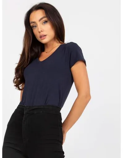 Dámské tričko s výstřihem BASE tmavě modré