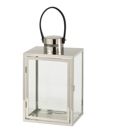 Stříbrná nerezová lucerna Recin - 21*15*43cm J-Line by Jolipa