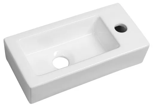 SAPHO ZOE keramické umývátko 37x18cm, otvor pro baterii vpravo, bílá AR495