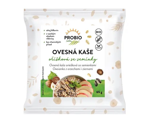 PROBIO Kaše ovesná oříšková se semínky bezlepková jednoporcová 65 g
