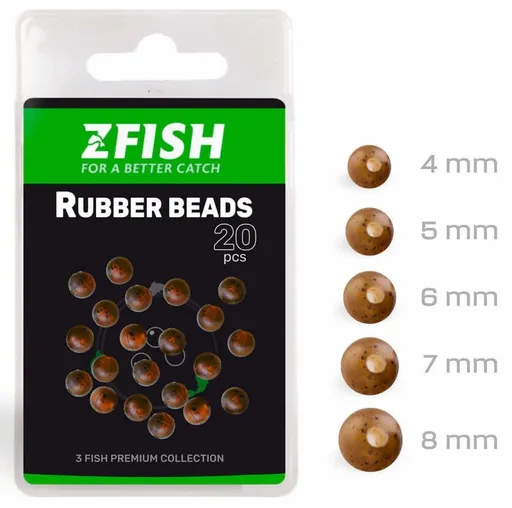 Zfish gumové korálky rubber beads 20 ks - průměr 5 mm
