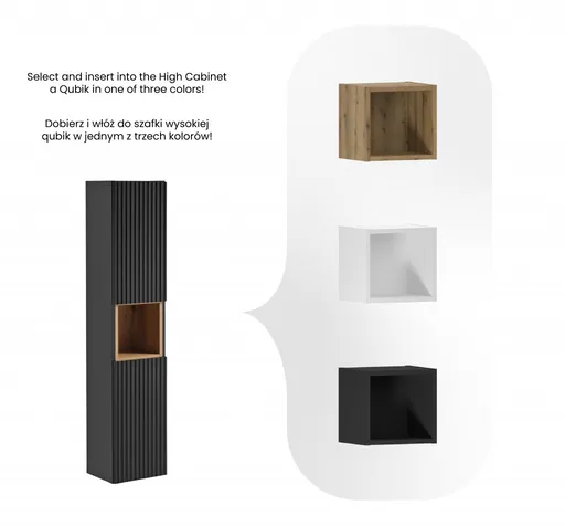 Comad Vysoká koupelnová skříňka Nova Black D 80-03-2D černá