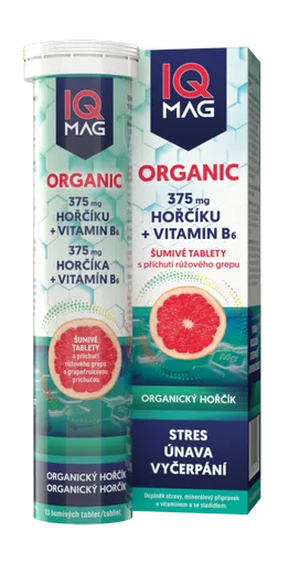 IQ Mag ORGANIC Hořčík 375 mg + vitamín B6 13 šumivých tablet