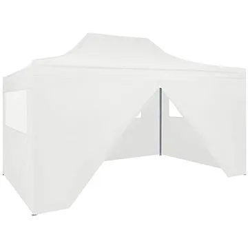 Skládací party stan se 3 stěnami 3 x 4,5 m bílý (48870)