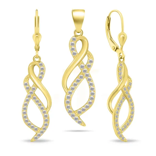 Brilio Silver Blyštivý pozlacený set šperků se zirkony SET222Y (přívěsek, náušnice)
