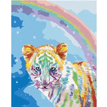 Zuty - Malování podle čísel - TYGR A DUHA (CAROL CAVALARIS), 80x100 cm, vypnuté plátno na rám (HRAmmb05187nad)
