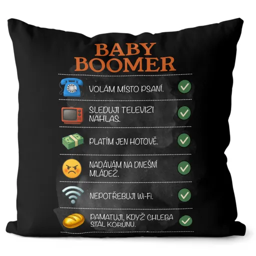 Polštář Baby Boomer – nastavení (Velikost: 40 x 40 cm)
