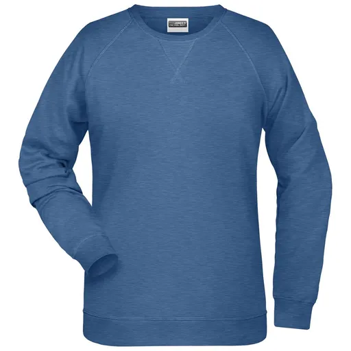 James & Nicholson (Daiber) Dámská mikina bez kapuce z biobavlny 8021 - Světle džínový melír | L