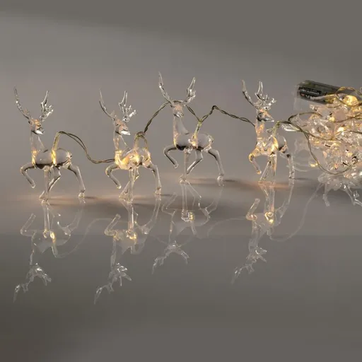 ACA Lighting akryloví sobi, 10 LED dekorační řetěz na baterie (3xAA), WW, IP20, 135+30cm, čirý přívodní kabel X061011223