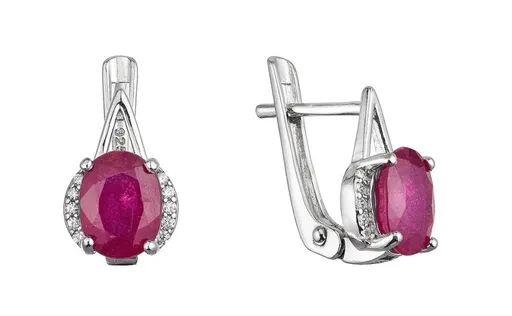 Evolution Group - Pavona Stříbrné visací náušnice s pravým rubínem 11489.3