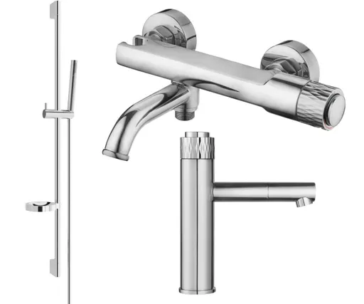 MEXEN/S Diamond DS70 Set umyvadlové a vanové baterie s příslušenstvím, chrom 71503DS70-00