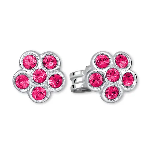 Soliter Stříbrné kytičkové náušnice s červenými zirkony 438 001 01258 0400770