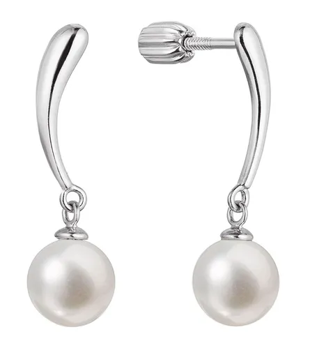 Evolution Group - Pavona Krásné stříbrné visací náušnice s kulatou říční perlou 21095.1B