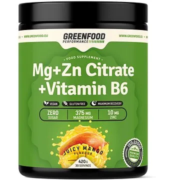 GreenFood Nutrition Performance MG+Zn Citrate + Vitamin B6 Juicy mango 420g (8594193926299)