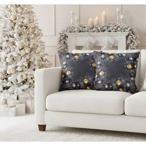 Návlek na polštář, Vánoční baňky, 40 x 40 cm