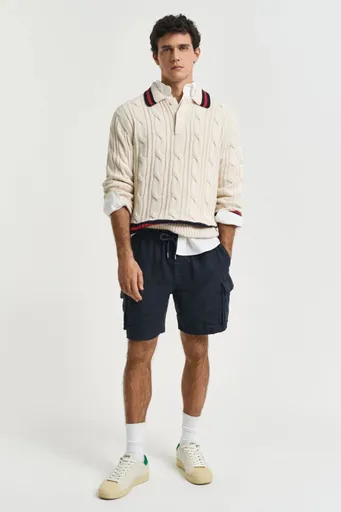 ŠORTKY GANT REG LINEN CARGO DS SHORTS DARKENED NAVY