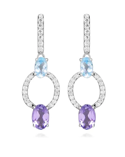 Silver Cat Stříbrné visací náušnice s kubickými zirkony Colored Stones SC636