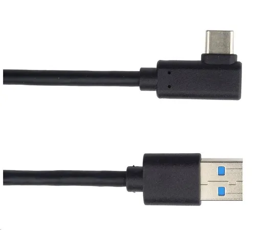 PREMIUMCORD Kabel USB typ C/M zahnutý konektor 90° - USB 3.0 A/M, 3m