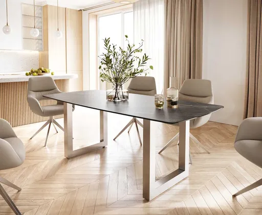 Jídelní stůl Edge 200x100 cm keramika zaoblená Laminam® Noir