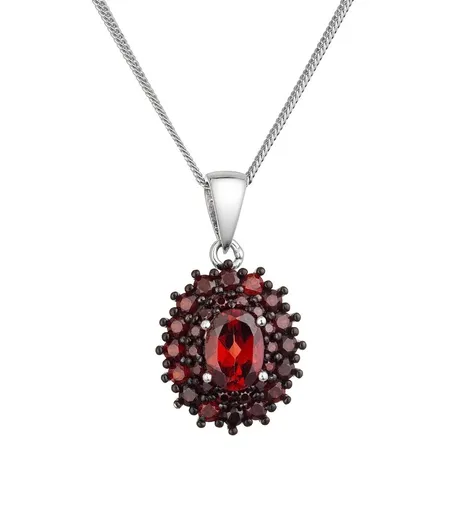 Evolution Group - Pavona Luxusní stříbrný náhrdelník s pravými granáty 12091.3