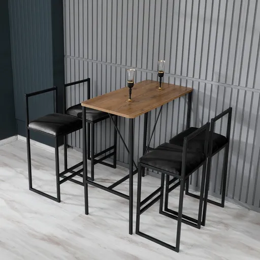 Bar Table & Stool Set (5 Pieces) Nordic - Black