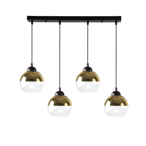 Závěsná lampa Contessa Černá 4X40 E27 Zlaté stínidlo