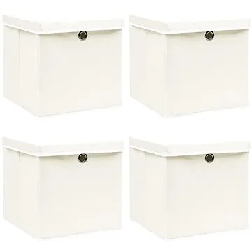 Shumee Úložné boxy s víky 4 ks 32 × 32 × 32 cm textil, bílé  (288350)