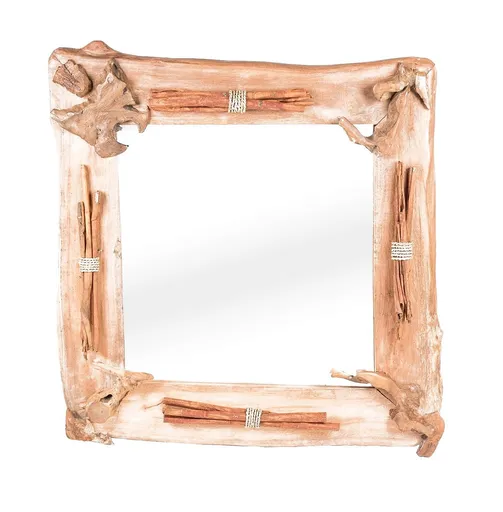 DEOKORK Teakové zrcadlo