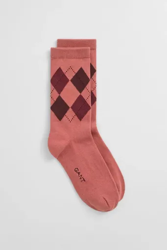 PONOŽKY GANT ARGYLE CHECK SOCKS FADED BRICK
