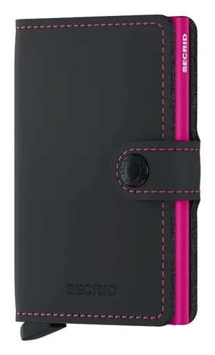 Kožená mini peněženka Secrid Miniwallet Matte Black & Fuchsia