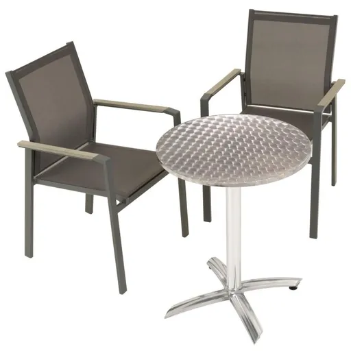 Zahradní set bistro stolu a 2 stohovatelných židlí, antracit