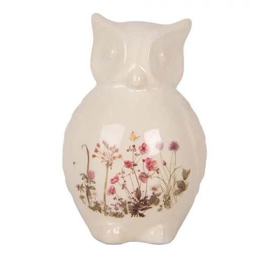 Keramická dekorace sova s lučními květy Flowers of Love M - 11*10*17 cm 6CE1962M