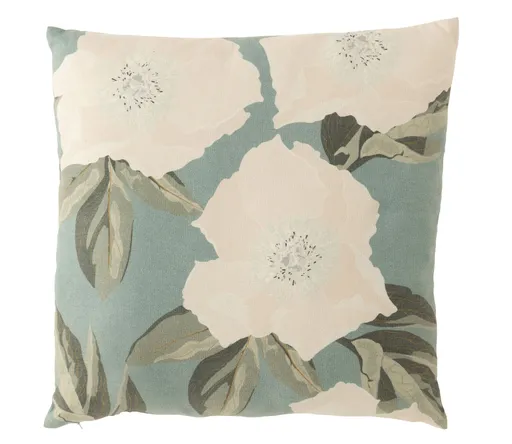 Zelený polštář s květy a výplní Lake - 43*4*43 cm J-Line by Jolipa