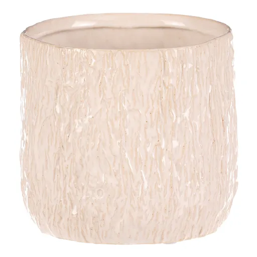 Keramický obal na květináč, bílá-béžová, 15 x 15 x 13 cm, 13 cm