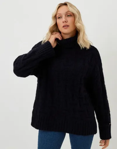 Tommy Hilfiger dámský tmavě modrý rolákový svetr WW0WW39886 S