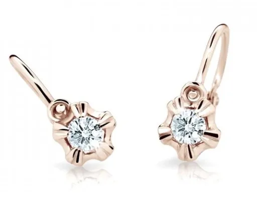 Cutie Jewellery Dětské náušnice z růžového zlata C2158-10-X-4 bílá
