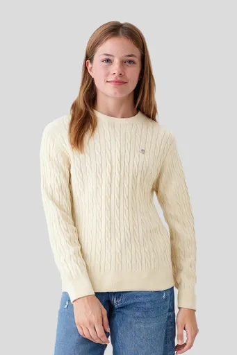 SVETR GANT SHIELD COTTON CABLE C-NECK CREAM