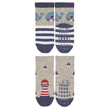 Sterntaler protiskluzové ABS chlapecké 2 páry modro šedé, velryba, plachetnice 8002223 (HRAjkob1336nad)