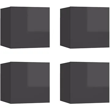 SHUMEE nástěnná 4 ks šedá s vysokým leskem, 30,5 × 30 × 30 cm (804507)