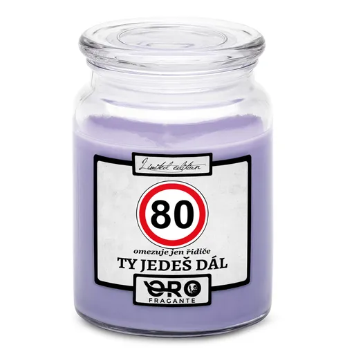 Svíčka Ty jedeš dál – výběr věku (věk: 80, Vůně svíčky: Levandule)