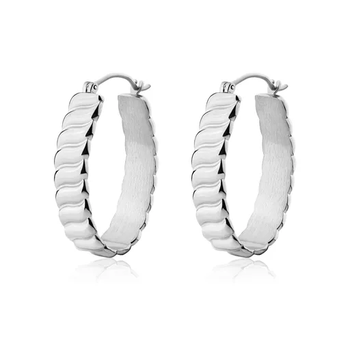 S'Agapõ Slušivé ocelové oválné náušnice Chunky SHK57