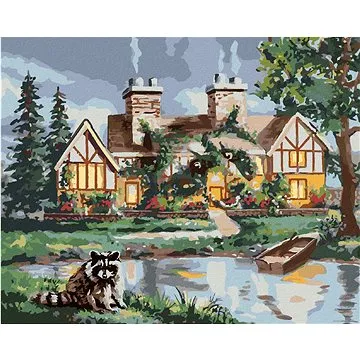 Zuty - Malování podle čísel - MÝVAL, LOĎKA A DŮM (D. RUSTY RUST), 80x100 cm, vypnuté plátno na rám (HRAmmb01341nad)