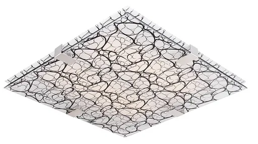 Čtvercová stropní lampa ze skla, chrom Fiera