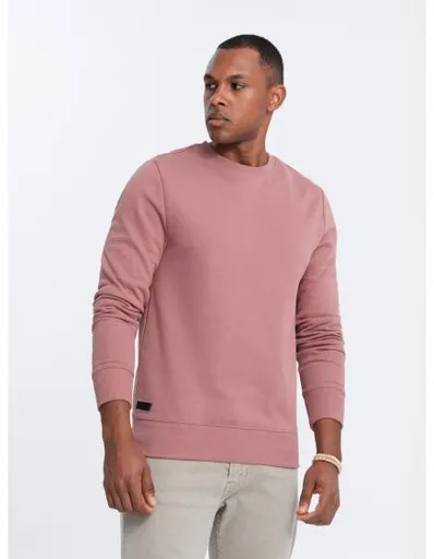 Pánská bavlněná nevyztužená mikina BASIC - tmavě růžová V4