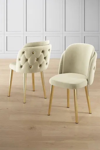 Sada židlí (4 kusy) Axle - Cream, Gold