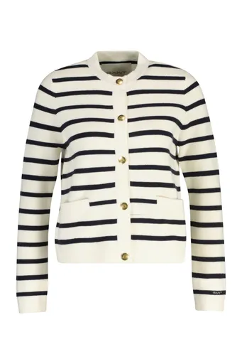 KARDIGÁN GANT COTTON KNIT JACKET CREAM