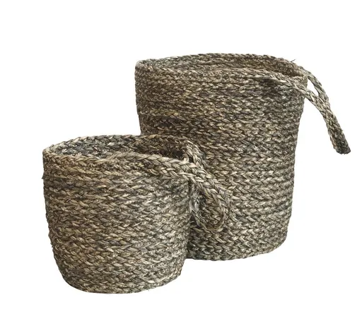 2ks závěsný úložný koš z mořské trávy Loani - Ø 27*30/ Ø 20*20 cm Chic Antique