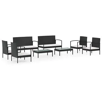 8dílná zahradní sedací souprava s poduškami polyratan černá, 3095963 (3095963)